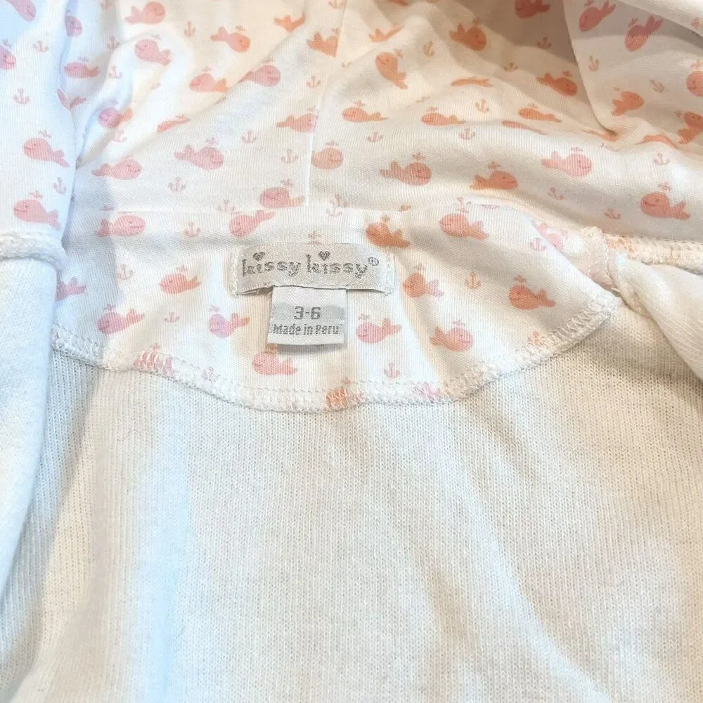 Kissy Kissy Whale Ocean City Snap Terry Hoodie Size 3-6M